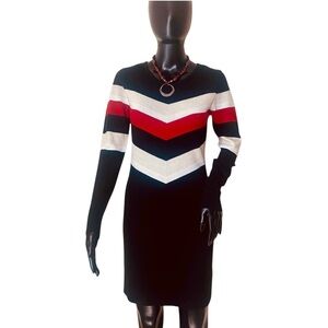 BCX Red and Black Long Sleeve Sleek Sheath Dress Sz M